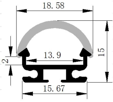 V0 قاد Aluminium Extrusion Aviation 6063 سبائك الألومنيوم 18.58 X 15 مم