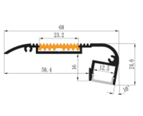 بأكسيد الصمام الخفيفة الألومنيوم الشخصي قناة 6063 68x24.6mm لخطوة الحافة